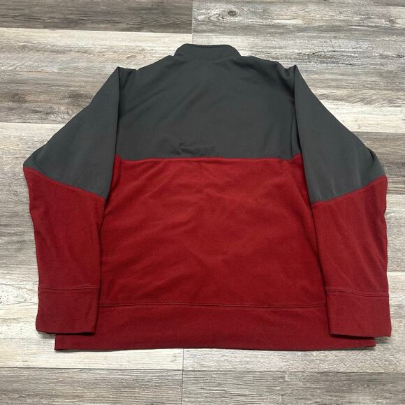 Nike Therma Fit Gray Red Mens XL Full Zip Swoosh Embroidered Color Block Hoodie - Picture 4 of 8